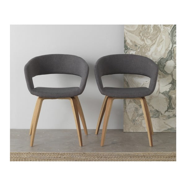 4 koka ēdamistabas krēslu komplekts ar pelēku polsterējumu Geese-image-2