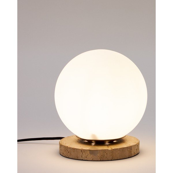 Balta galda lampa ar stikla abažūru (augstums 22 cm) Malachi – Kave Home-image-3