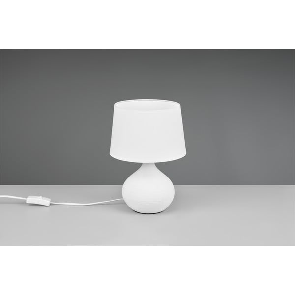 Balta keramikas un auduma galda lampa Reality Martin, augstums 29 cm-image-3