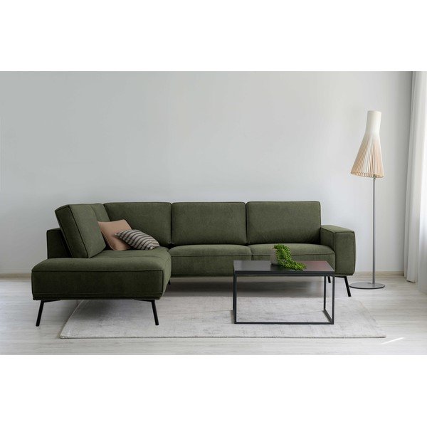 Tumši zaļš stūra dīvāns no šenila auduma (ar kreiso stūri/L veida) Amsterdam – Scandic-image-1