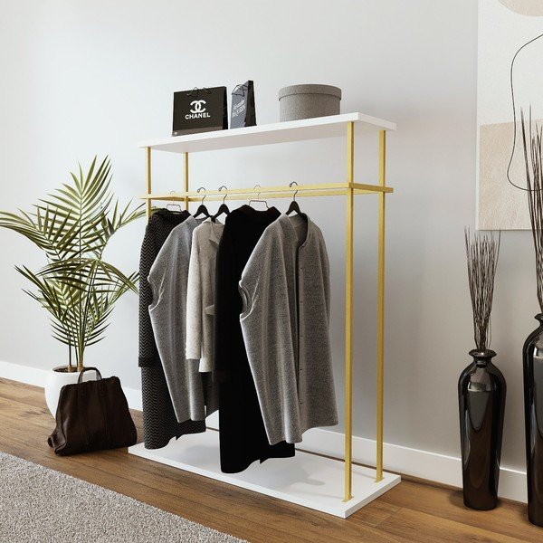 Balts drēbju pakaramais statīvs Wuppertal – Kalune Design-image-2