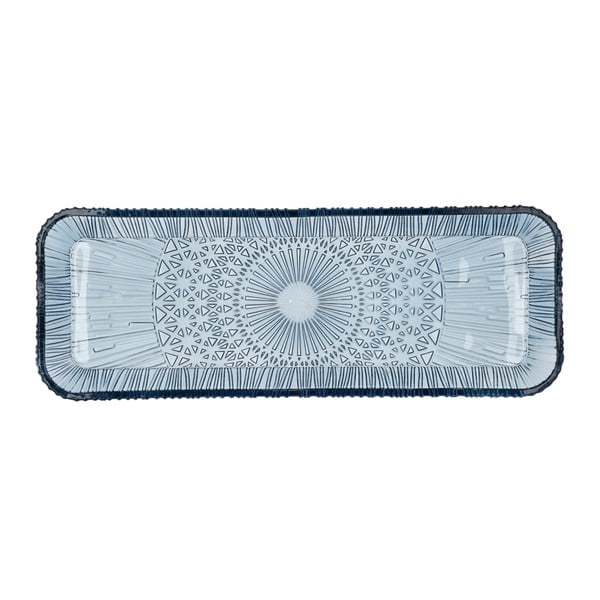 Zils stikla servēšanas šķīvis 14x38 cm Kusintha – Bitz