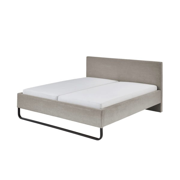 Pelēka/brūna polsterēta divvietīga gulta bez režģa 180x200 cm Swing – Meise Möbel