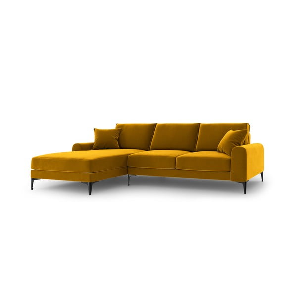 Dzeltens samta stūra dīvāns Mazzini Sofas Madara, kreisais stūris