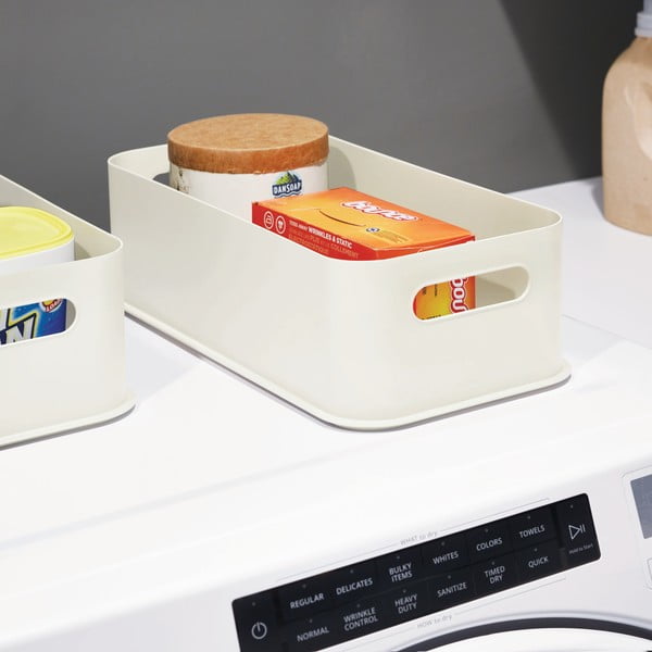 Balta uzglabāšanas kaste ar rokturiem iDesign Eco, 21,3 x 43 cm-image-1