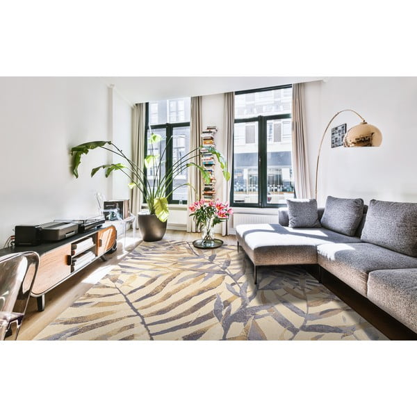 Bēšs vilnas paklājs 133x180 cm Florid – Agnella-image-1