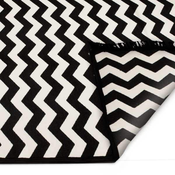 Melnbalts divpusējs paklājs Zig Zag, 140 x 215 cm-image-2