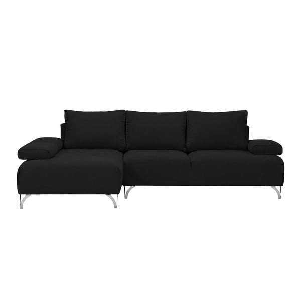 Melna stūra dīvāns-guļamā gulta Windsor & Co Sofas Virgo, kreisais stūris