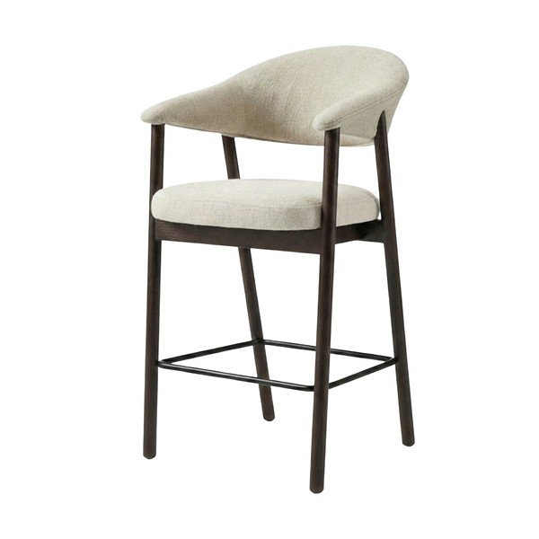 Brūns/krēmkrāsas polsterēts bāra krēsls ar roku balstiem (sēdekļa augstums 67 cm) Elk – Unique Furniture