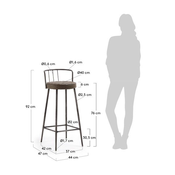 Brūns bāra krēsls Kave Home, augstums 92 cm-image-4