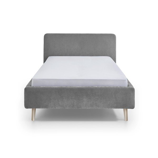 Pelēka polsterēta divvietīga gulta bez režģa 120x200 cm Mattis – Meise Möbel-image-4