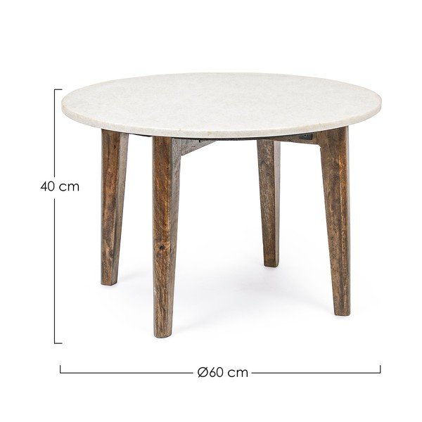 Balts/dabīga toņa apaļš žurnālgaldiņš ar marmora virsmu ø 60 cm Sylvester – Bizzotto-image-4