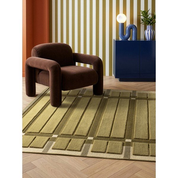 Zaļš/bēšs ar rokām darināts vilnas paklājs 160x230 cm – Asiatic Carpets-image-1