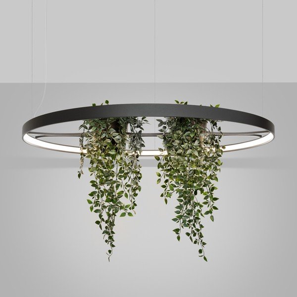 Melna alumīnija LED piekaramā lampa ø 110 cm RIO – Thoro-image-1