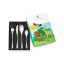 Sudraba krāsas nerūsējošā tērauda bērnu galda piederumi (4 gab.) Forest Animals – Zilverstad