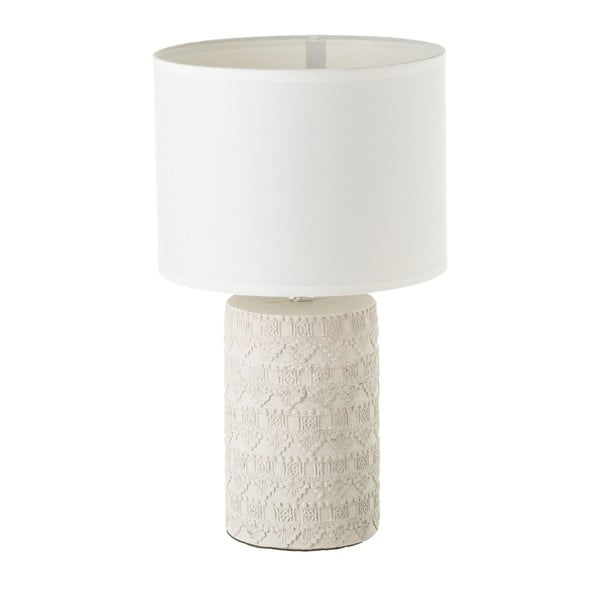 Balta/bēša galda lampa ar auduma abažūru (augstums 41 cm) – Casa Selección