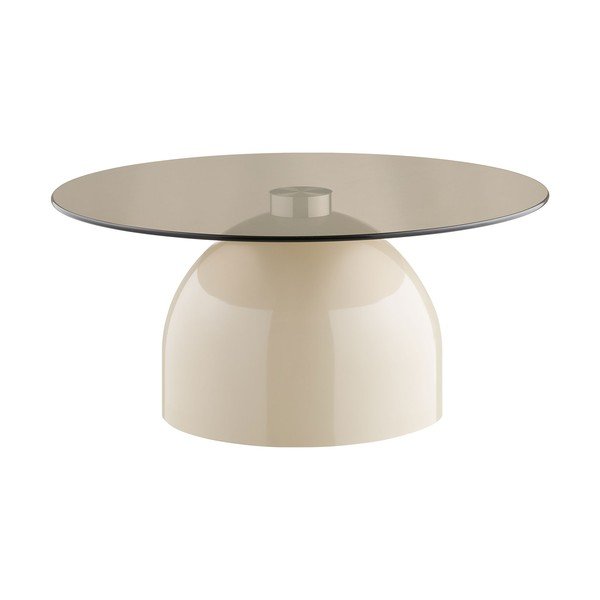 Bēšs apaļš žurnālgaldiņš ar stikla galda virsmu ø 70 cm Ravello – House Nordic-image-2