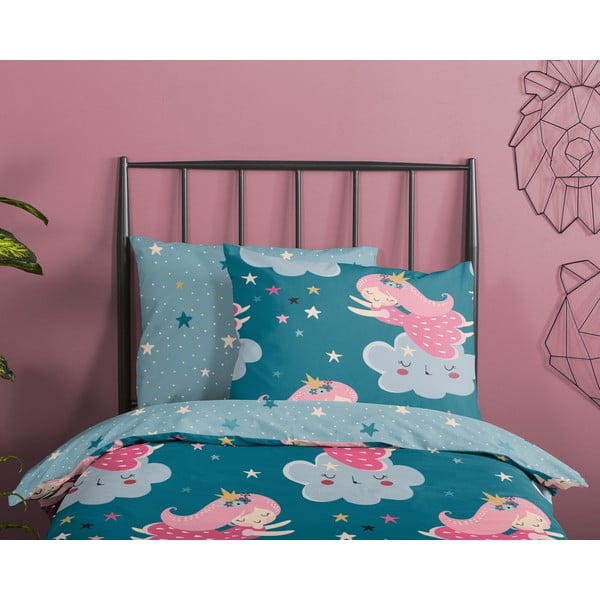 Zaļganzila kokvilnas bērnu gultas veļa 120x150 cm Princesse – Good Morning-image-2