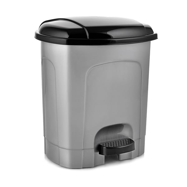 Pelēka plastmasas atkritumu tvertne ar pedāli 30 l – Orion