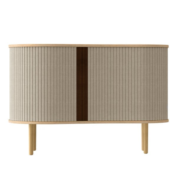 Bēša/dabīga toņa zema kumode ar ozolkoka imitāciju ar bīdāmām durvīm 100x67 cm Audacious – UMAGE-image-3