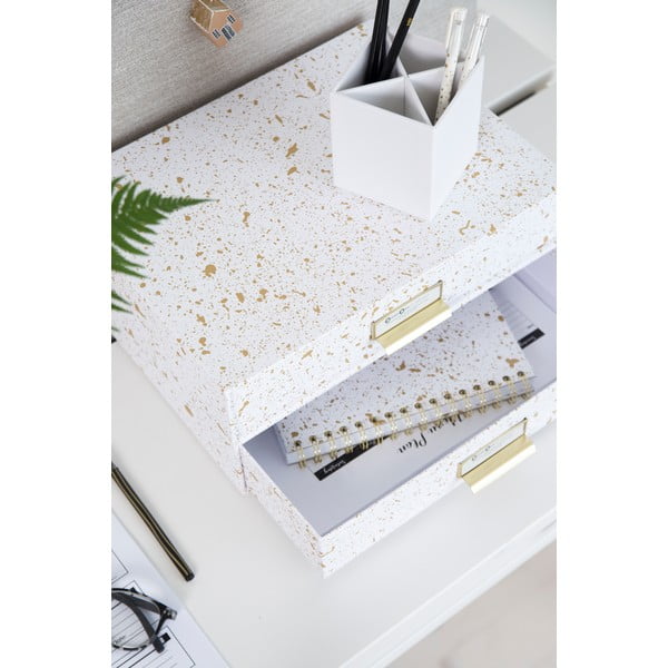 Balta ar zeltu 2 līmeņu mapju atvilktne Bigso, 33 x 22,5 cm-image-3