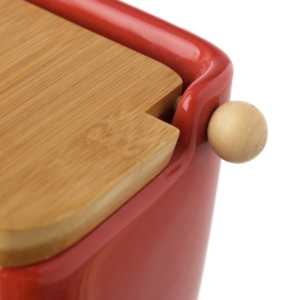 Sarkana keramikas sāls burka ar bambusa vāku Casa Selección, 250 ml-image-2