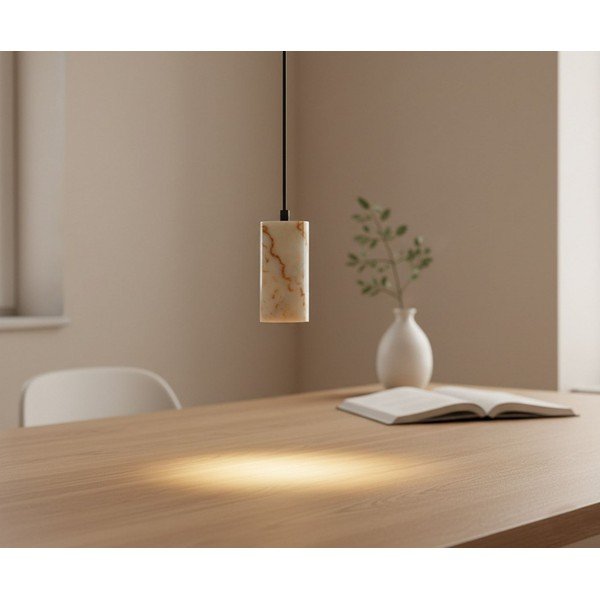 Krēmkrāsas piekaramā lampa ar marmora abažūru ø 6,5 cm Selma – Opviq lights-image-2