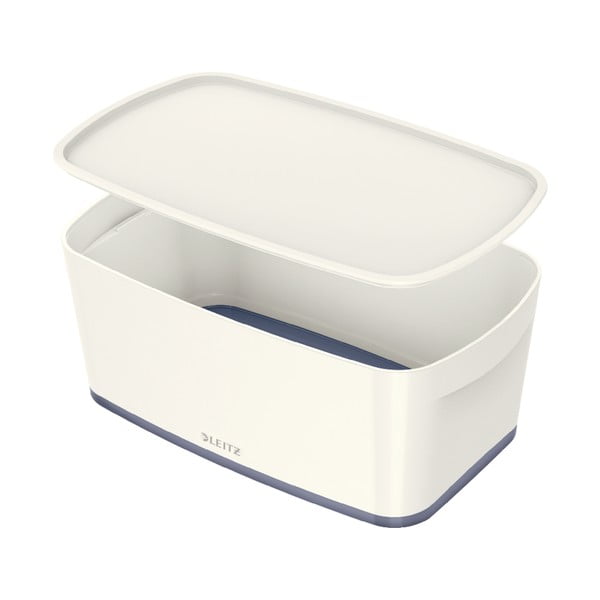 Balta/pelēka plastmasas uzglabāšanas kaste ar vāku 32x19x13 cm MyBox – Leitz