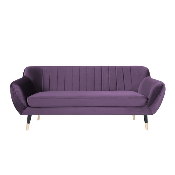 Violets dīvāns ar melnām kājām Mazzini Sofas Benito, 188 cm