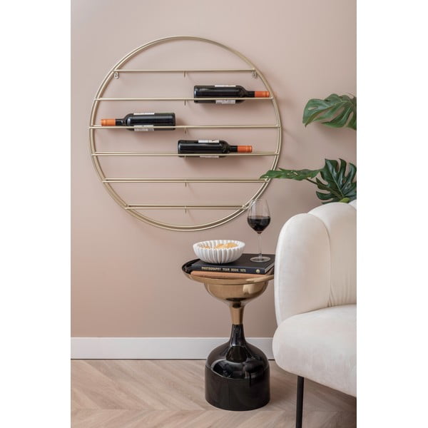 Zelta krāsas sienas metāla vīna plaukts pudeļu skaits 12 80x80x9 cm Redondo – PT LIVING-image-1