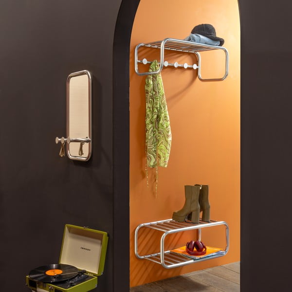 Sudraba krāsas metāla sienas pakaramais 35x60x11 cm Retro – Spinder Design-image-1