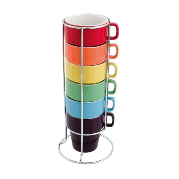6 krūzīšu komplekts ar statīvuCappuccino Rainbow-image-1