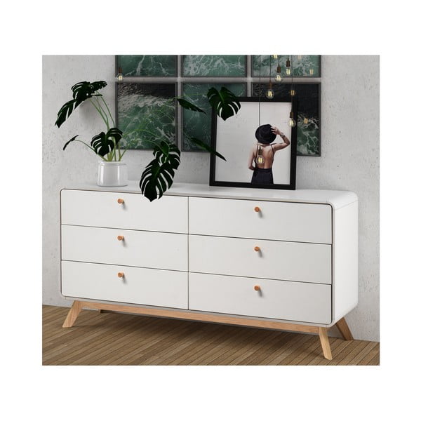 Balta zema kumode 150x74 cm Caitlin – Støraa-image-2