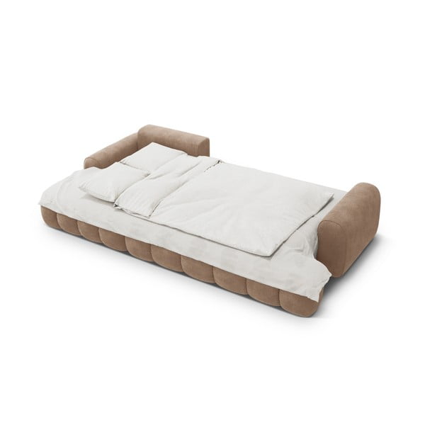 Gaiši brūns samta salokāms/ar uzglabāšanas vietu stūra dīvāns (ar kreiso stūri/ar zvilni) Linz – Cosmopolitan Design-image-4