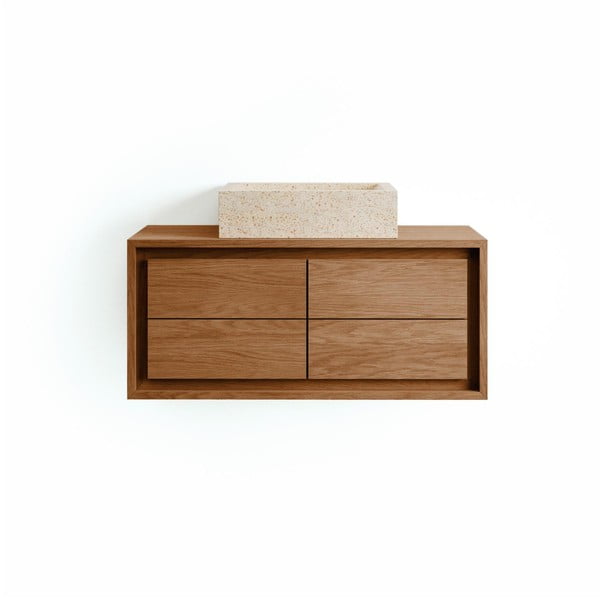 Brūns tīkkoka masīvkoka piekarams skapītis zem izlietnes 90x40 cm Kenta – Kave Home-image-4