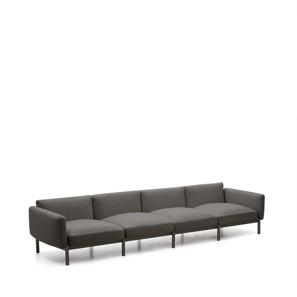 Tumši pelēks dārza modulārais dīvāns 370 cm Sorells – Kave Home-image-1