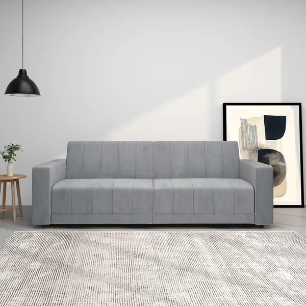 Gaiši pelēks samta regulējams/salokāms dīvāns 225 cm Allie – Støraa-image-2