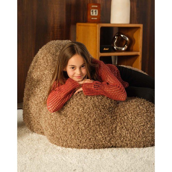 Brūns bērnu sēžammaiss no mākslīgās kažokādas Momo – Wigiwama-image-2