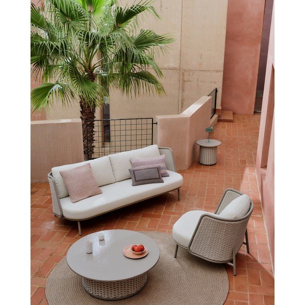 Bēšs/pelēkbrūns polsterēts dārza dīvāns Sedalis – Kave Home-image-2