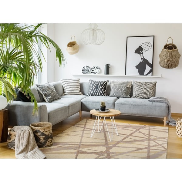 Bēšs vilnas paklājs 100x180 cm Sticks – Agnella-image-1