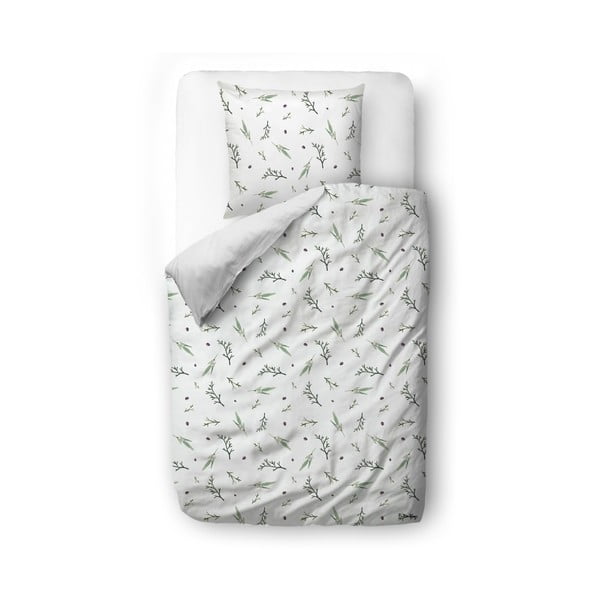 Balta vienguļamā gultas veļa no kokvilnas satīna 140x200 cm Delicate Green – Butter Kings