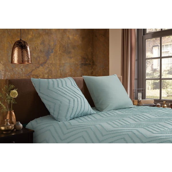 Gaiši zaļa vienguļamā mikrošķiedras gultas veļa 140x220 cm Pure Zigzag – Good Morning-image-1