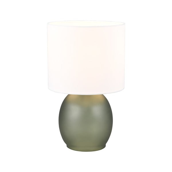 Balta/zaļa galda lampa ar auduma abažūru (augstums 29 cm) Vela – Trio-image-2