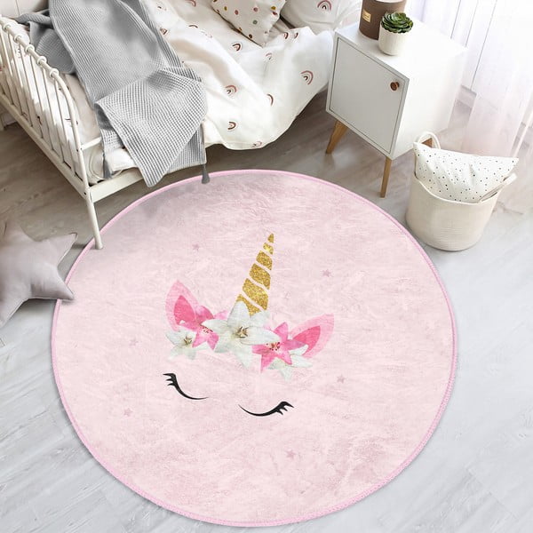 Rozā bērnu paklājs ø 100 cm Comfort – Mila Home-image-4