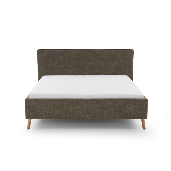 Tumši zaļa polsterēta divvietīga gulta ar veļas kasti ar redelēm 180x200 cm Riva – Meise Möbel-image-4