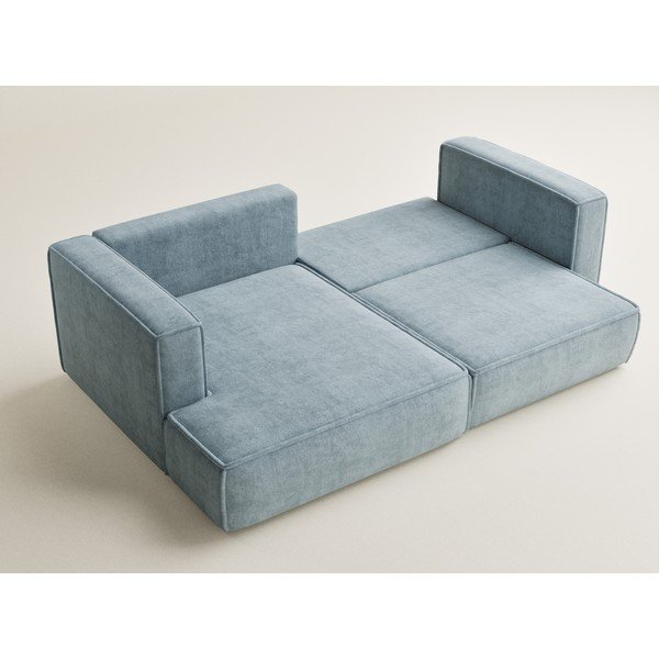 Gaiši zils salokāms stūra dīvāns no šenila auduma ar uzglabāšanas vietu (ar kreiso stūri/ar zvilni) Velto – Maison de Rêve-image-3