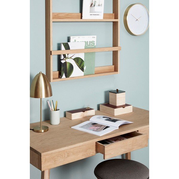 Dabīga toņa daudzlīmeņu/bildēm ozola masīvkoka sienas plaukts 74 cm Display – Hübsch-image-1
