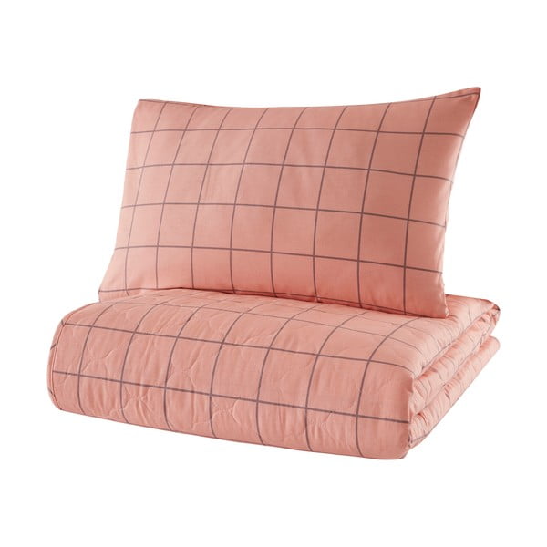 Rozā kokvilnas gultas pārklājs ar spilvendrānu Mijolnir Cheap, 180 x 225 cm