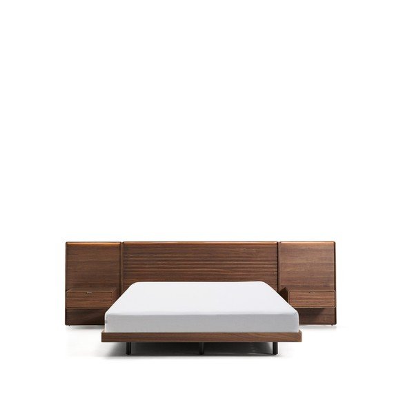 Brūna bērza masīvkoka divvietīga gulta ar redelēm 160x200 cm Norlen – Kave Home-image-3