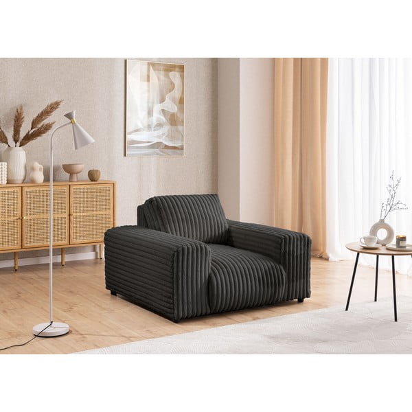 Tumši pelēks velveta atpūtas krēsls Justin – Ropez-image-4